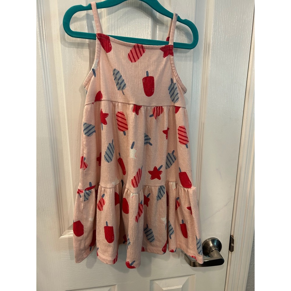 Carter's Child of Mine Tiered Dress Pink Popsicle Print Summer Sleeveless 5T